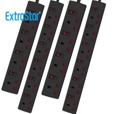 4/6 gang Switched Surge Protected Extension Lead Indicators light 1M/2M/5M Black