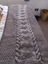 Taupe handknitted Bed Runner Double New