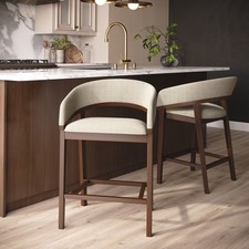 Set of 2 Walnut & Beige