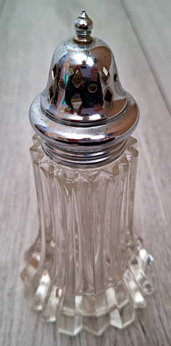 Vintage cut glass sugar shaker - cut,