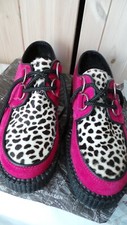 UNDERGROUND platform creepers fushia pink suede & animal print pony hair Size 3