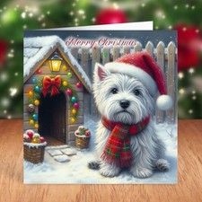 West Highland White Terrier Dog Christmas Card, Westie