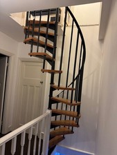 Modern Black Metal & Wood Spiral Staircase – (278cm Height)