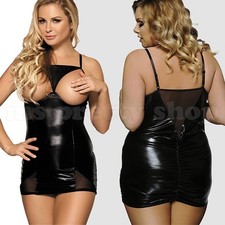 Black Wetlook Cupless Dress