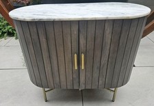 Next Grey Valencia Marble Mango Small Sideboard with gold metal handles and legs
