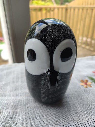 Vintage black art glass - art, owl