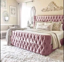 Plush Velvet Wing Back Bed