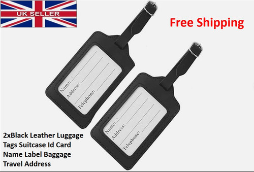 Black leather luggage tags - pu,