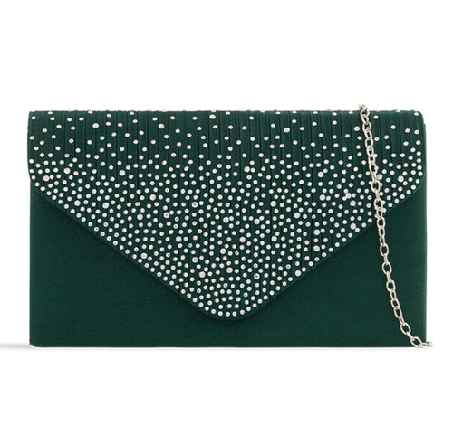 Ladies satin diamante clutch - ladies,