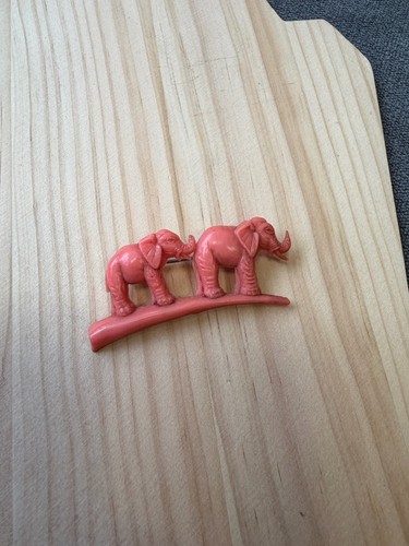 Vintage coral carved elephant - carved,