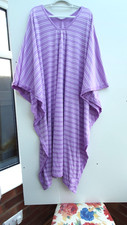 Carole Hochman Striped V Neck Kaftan Size small new QVC lavender