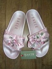 Ted Baker New Metallic Pink Floral Knot Sliders Sandals Shoes UK 4 Eur 37