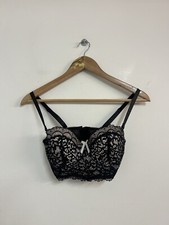 Belle Vere Notte Black Lace Bow Sexy Lingerie Bra 32C
