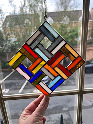 Stained glass geometric square - stained,