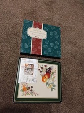 Cloverleaf Placemats x6 Peaches & Cream Table Mats Cork Backed Vintage Boxed 