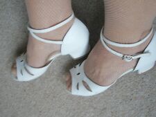1940S STYLE SWING DANCE SHOES BY FREED UK WHITE ANKLE STRAPS 3.5