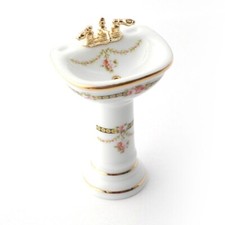 Dolls House Sink Victorian Rose Bathroom Porcelain Reutter Miniature 1:12 Scale