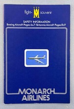 MONARCH AIRLINES BRISTOL BRITANNIA BOEING 720B SAFETY CARD BOOKLET CABIN CREW 1