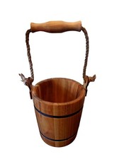 Handmade Wooden Bucket with Rope Detail | Rustic Decor & Storage Brown Wood
