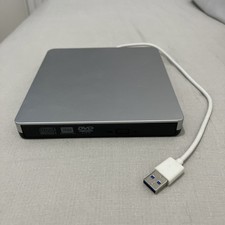 Silver External CD/DVD Optical Drive USB 3.0 Compact Ultra-Speed for Laptop & PC