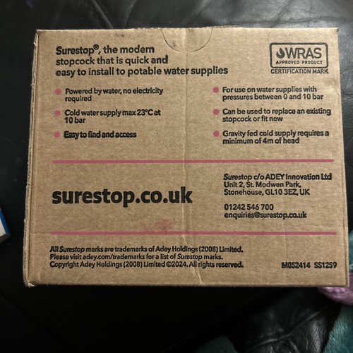 Surestop 22mm copper plastic - surestop,