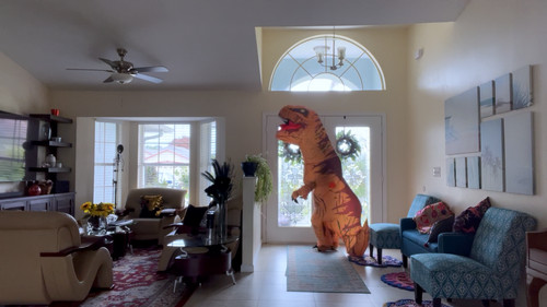 Inflatable dinosaur costume