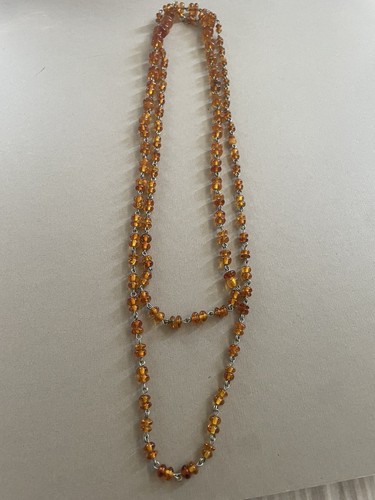 Long amber beaded - , necklace