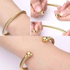 18K Gold Pattern Torque Bangle GF Bracelet Adjustable Heavy Gift Men Gent Filled