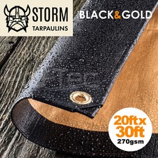 Tarpaulin Heavy Duty Waterproof Ground Sheet Cover Black Tarp 270/200GSM