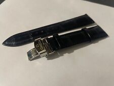 Omega 19mm 20mm leather watch strap in black with Stainless Steel Deploy Buckle