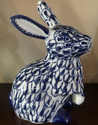 Blue white porcelain rabbit - &,