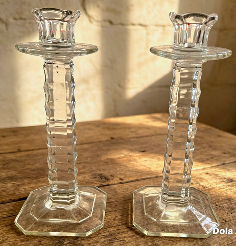 Pair vintage art deco glass - art,