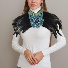 Artificial Feather Shrug Shawl Women Fancy Dress Cape for Cocktail Themed Party