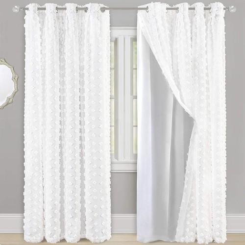 White pinch pleated - pleated, voile
