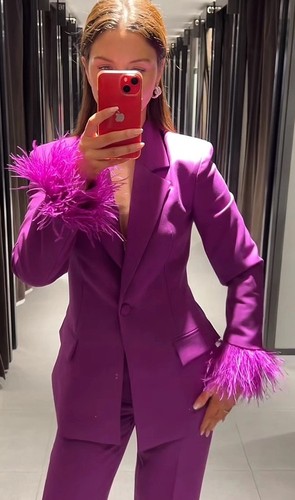 Zara blazer with feather cuffs - blazer,