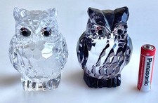 Two Crystal Owl Figures - One
