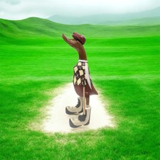 ChiselCraft Hand Carved Wooden Bamboo Root Duck Golfer , Golf Carved Wood Duck C