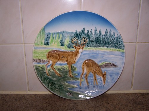 Vintage wild deer drinking - vintage,