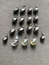 Vintage Caster Wheels 17 Various. Metal With Plastic Wheels. Good For A Restorer
