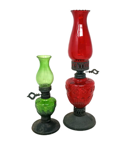 Vintage oil lamp - oil, red