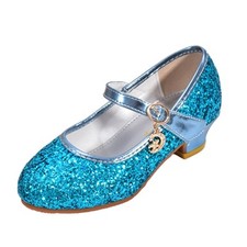 KIDS GIRLS MARY JANE CHILDRENS GLITTER LOW HEEL PARTY WEDDING SANDALS SHOES SIZE