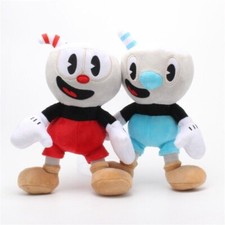 2pcs Cuphead & Mugman Plush Toy Mecup And Brocup Stuffed Doll Gift 25cm