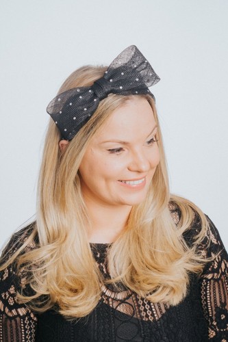 Black diamante sparkle bow - black,