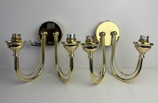 Pair of BHS Vintage wall lights with Glass shades - shiny brass colour - Acid