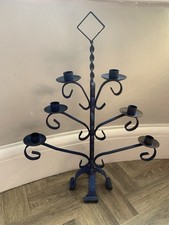 Vintage Wrought Iron Candelabra Candle Holder Brutalist French Gothic