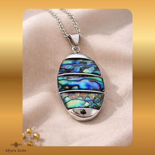 Paua shell pendant necklace - paua,
