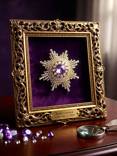 Gold tone purple crystal - purple,