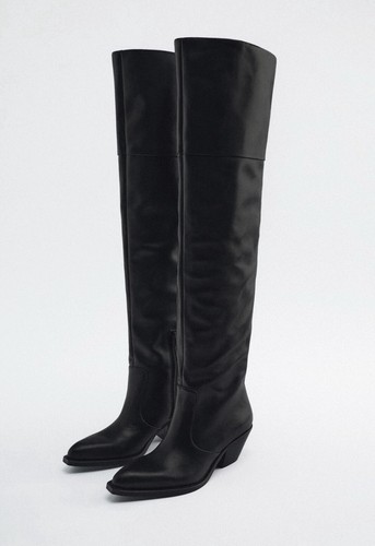 New zara leather cowboy - new,