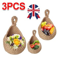 Set of 3 Hanging Woven Baskets