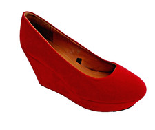 CHIX RED SUEDE HEELS LADIES